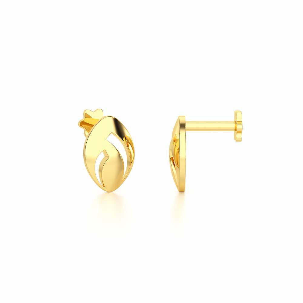 Sun Pebble Silver Earrings - Yellow Gold - Image 4
