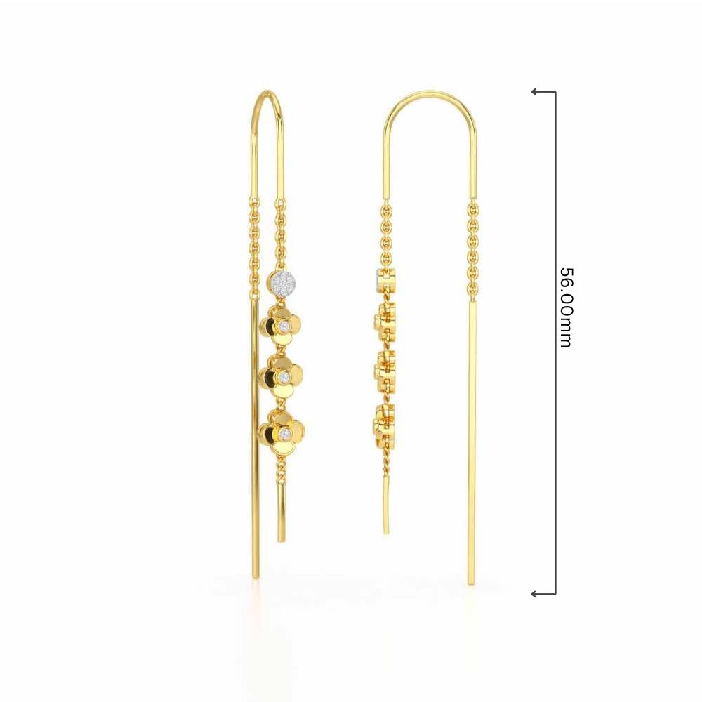 Bloom Fall Silver Dangler Earrings - Yellow Gold - Image 4