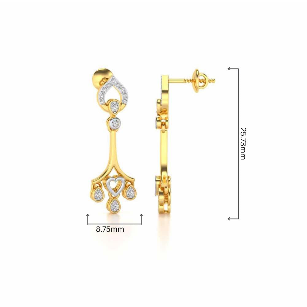 Heart Spell Drops Earrings - Yellow Gold - Image 4