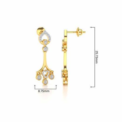 Heart Spell Drops Earrings - Yellow Gold - Image 4