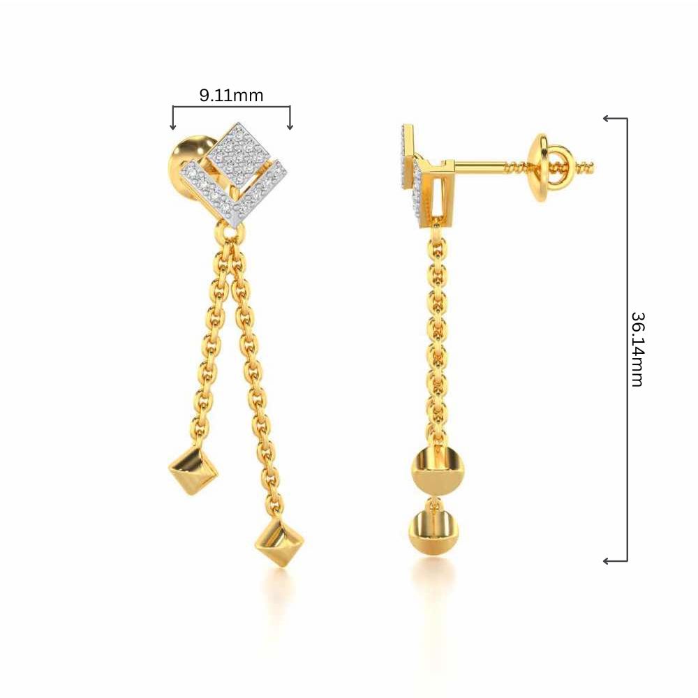 Posh Silver Dangler Earrings - Yellow Gold - Image 4