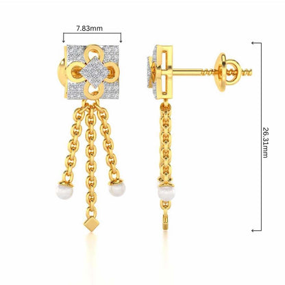 Bloomoon Silver Dangler Earrings - Yellow Gold - Image 4