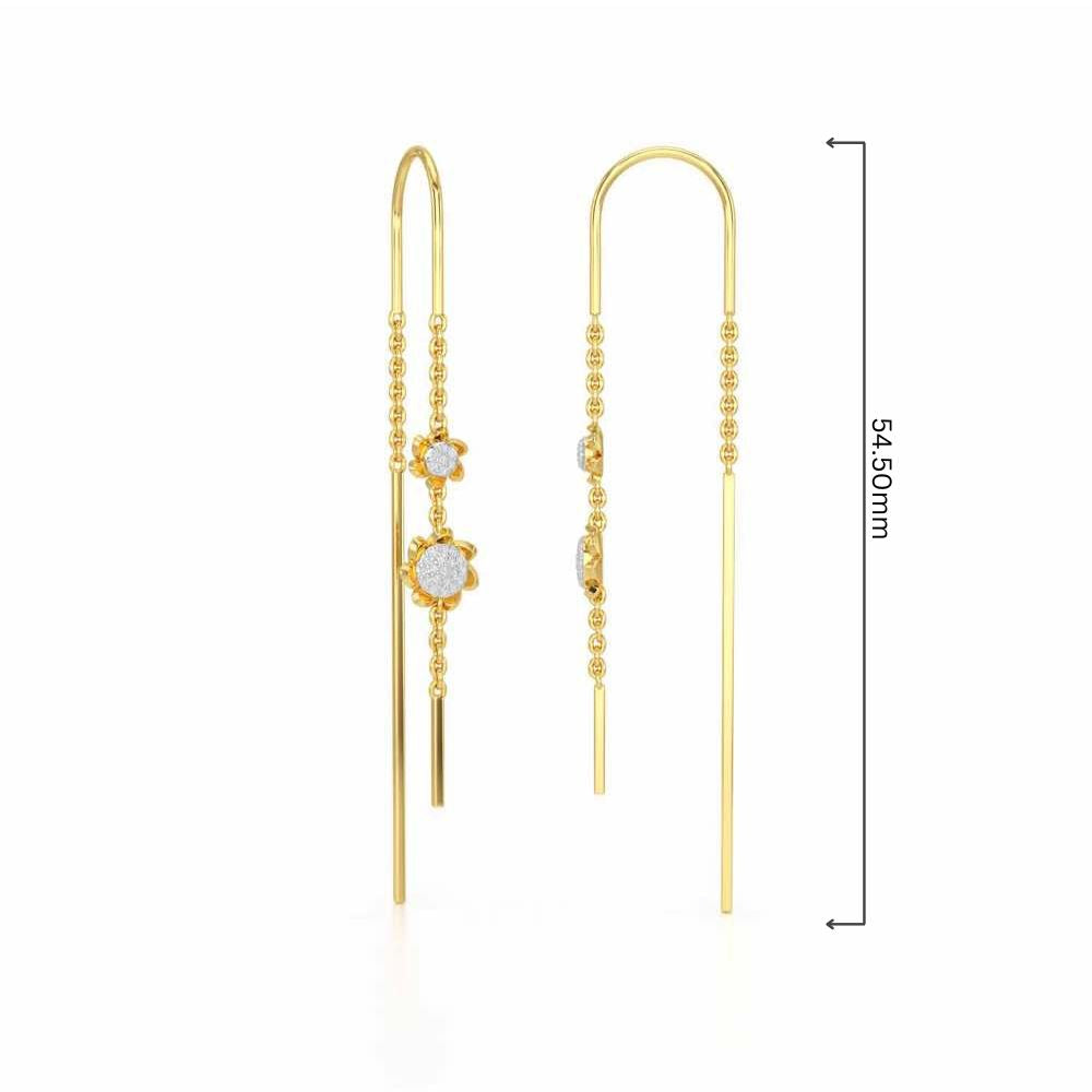 Twin Swirl Silver Dangler Earrings - Yellow Gold - Image 4