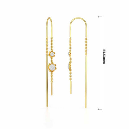 Twin Swirl Silver Dangler Earrings - Yellow Gold - Image 4
