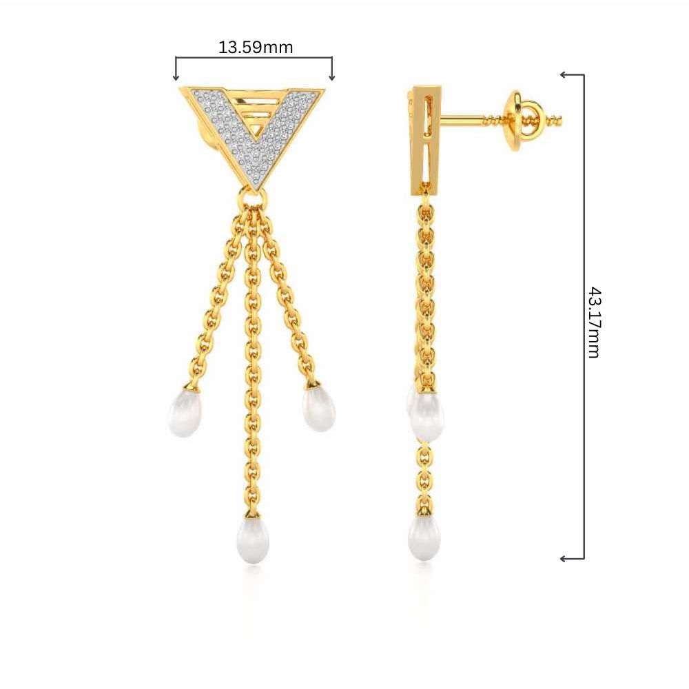 Trigona Silver Dangler Earrings - Yellow Gold - Image 4