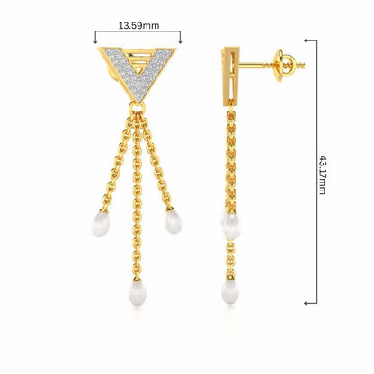 Trigona Silver Dangler Earrings - Yellow Gold - Image 4