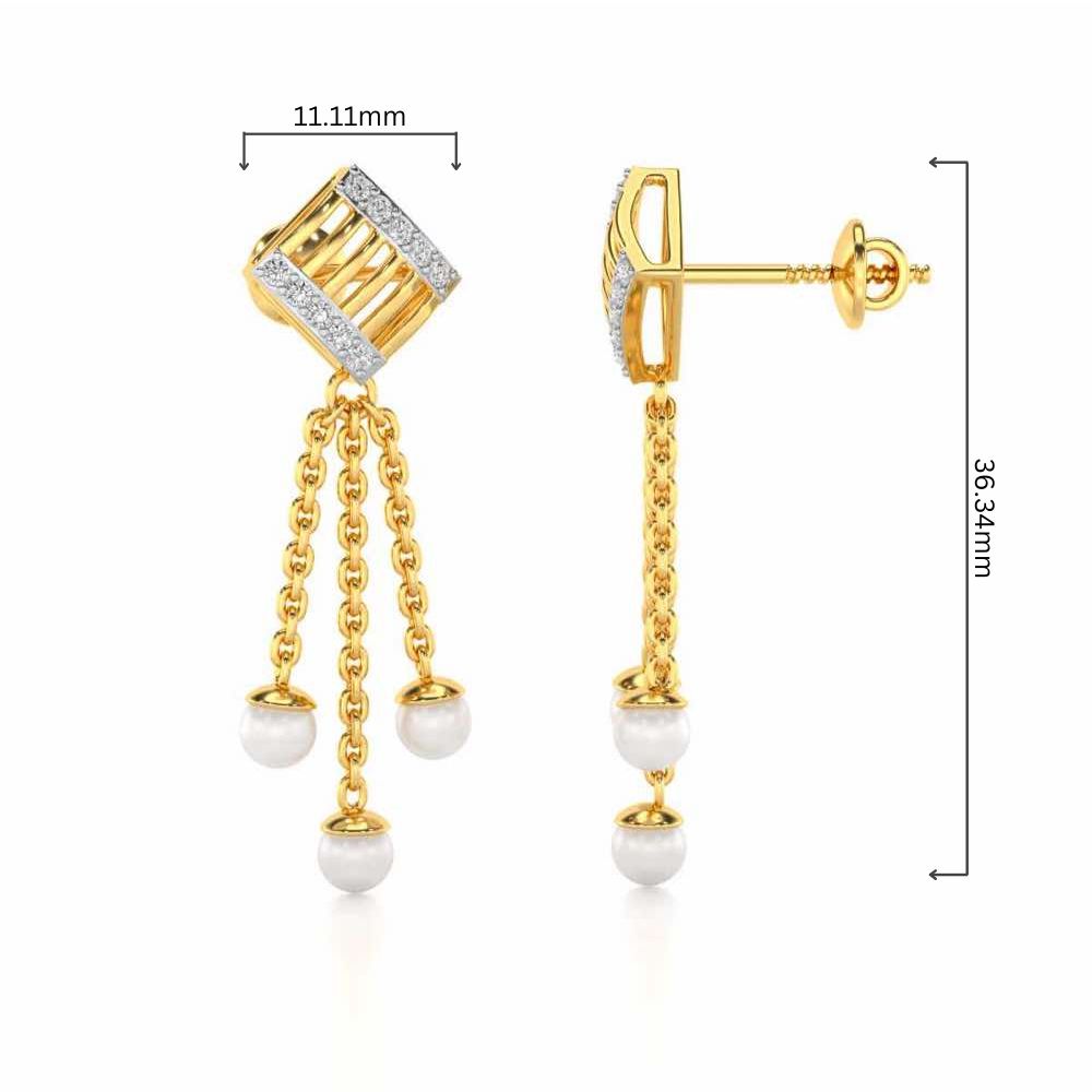 Gleaming Silver Dangler Earrings - Yellow Gold - Image 4