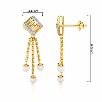 Gleaming Silver Dangler Earrings - Yellow Gold - Image 4