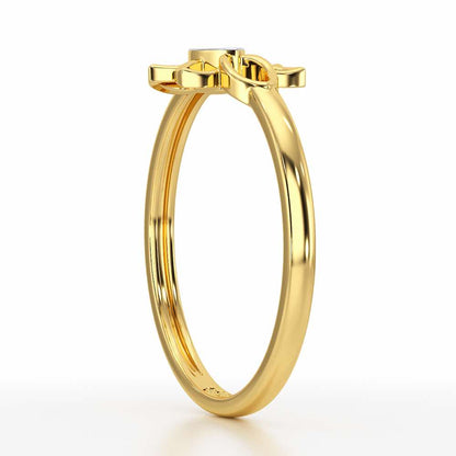 Side Vine Silver Ring - Yellow Gold - Image 4