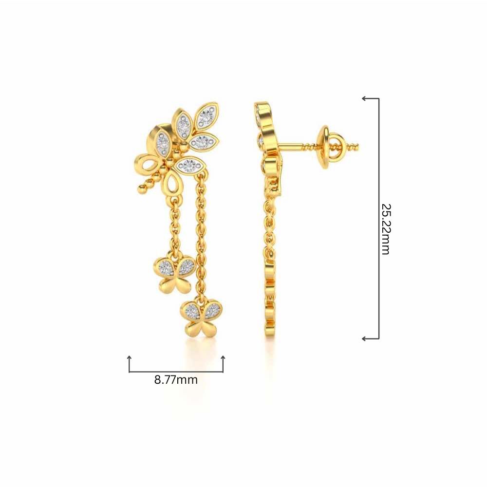 Butterfly Dangler Earrings - Yellow Gold - Image 4