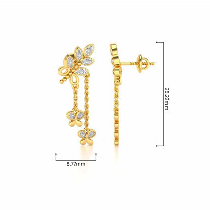 Butterfly Dangler Earrings - Yellow Gold - Image 4