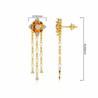 Bhrami Silver Dangler Earrings - Yellow Gold - Image 4