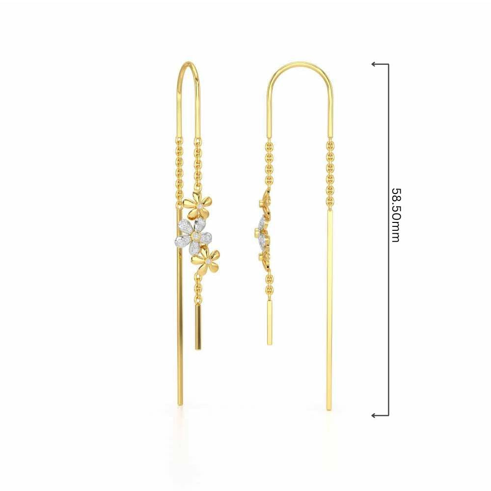 Pushp Silver Dangler Earrings - Yellow Gold - Image 4