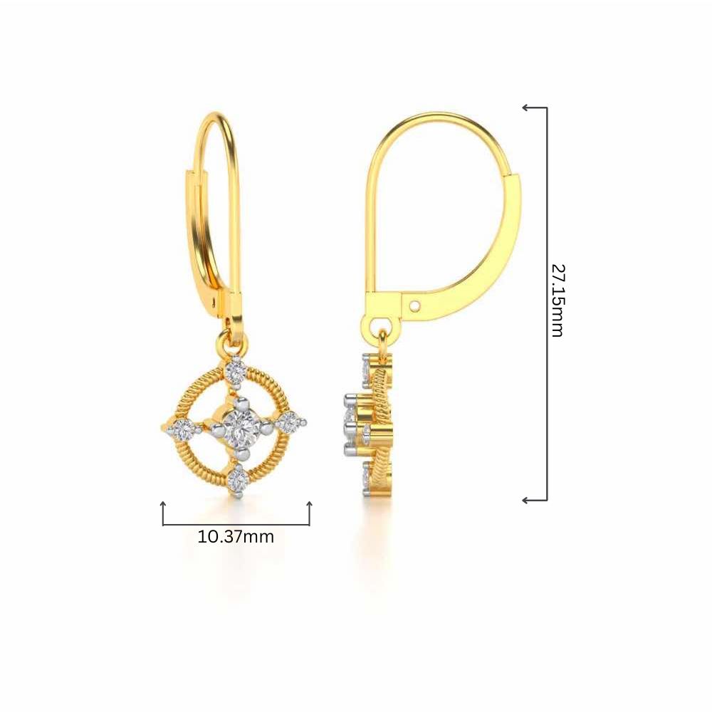 Bullseye Hanging Earrings - Yellow Gold - Image 4