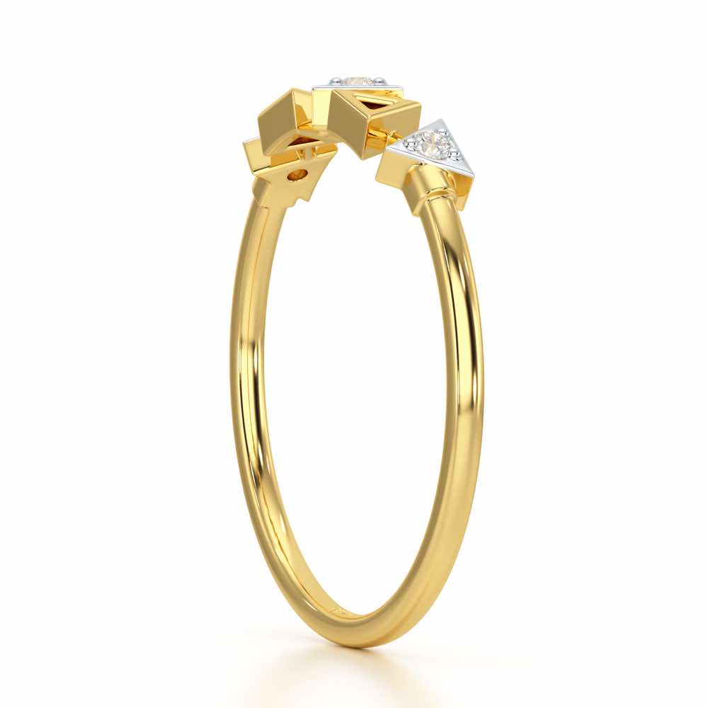 Triangle Meet Silver Ring - Yellow Gold - Image 4