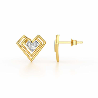 Perfect Pointers Silver Earring Studs - Yellow Gold - Image 4