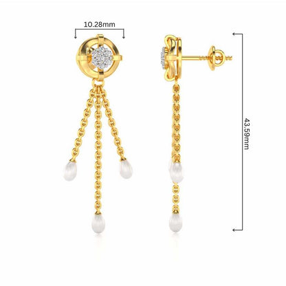 Regal Silver Dangler Earrings - Yellow Gold - Image 4