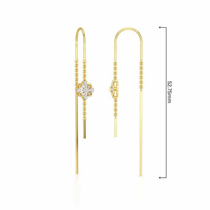 Uno Motif Silver Dangler Earring - Yellow Gold - Image 4