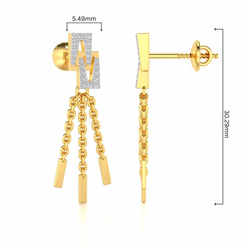 Framework Silver Dangler Earrings - Yellow Gold - Image 4