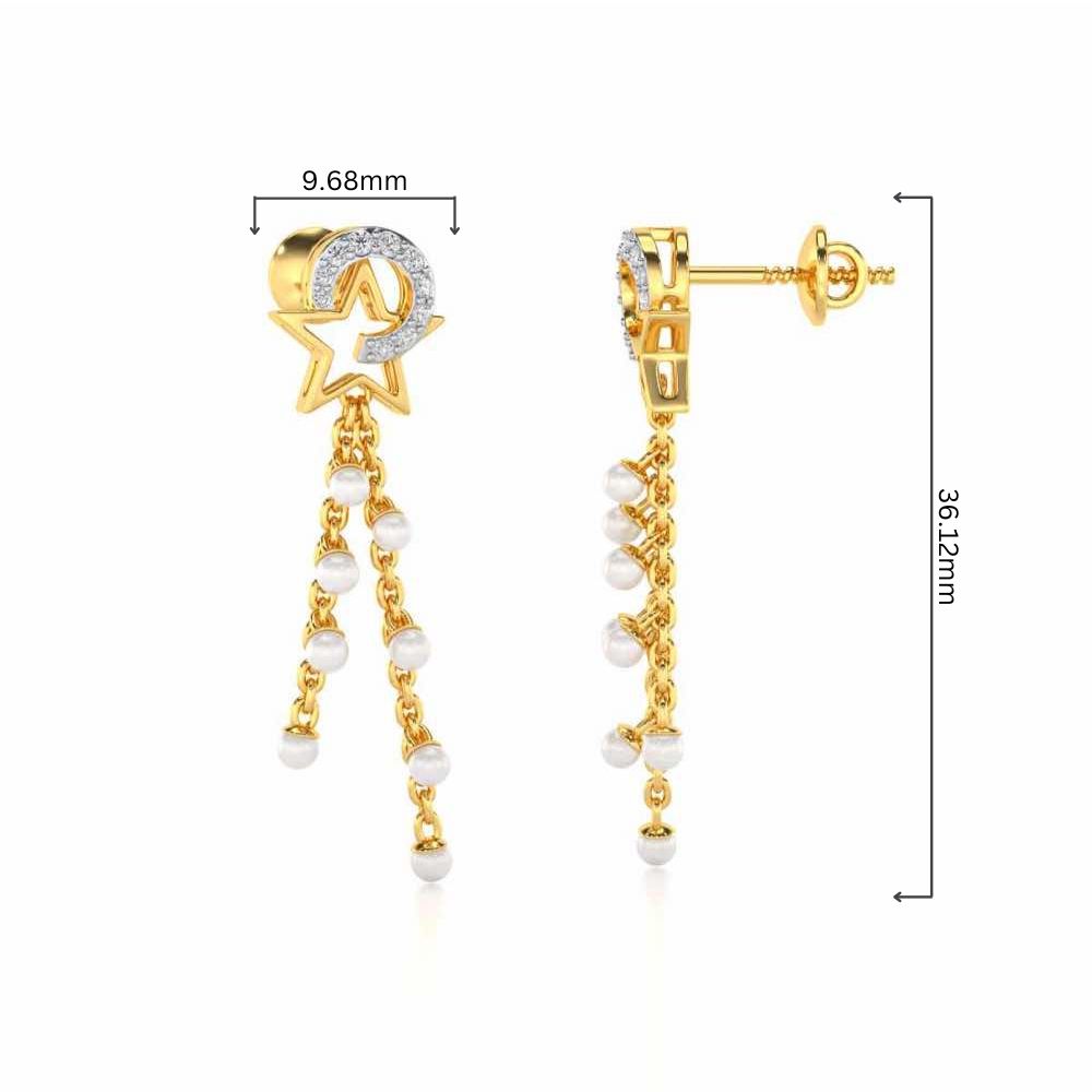 Tara Silver Dangler Earrings - Yellow Gold - Image 4