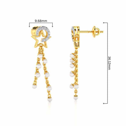 Tara Silver Dangler Earrings - Yellow Gold - Image 4