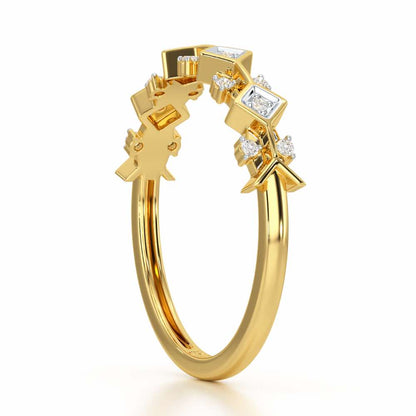 Embellished Charm Silver Ring - Yellow Gold - Image 4