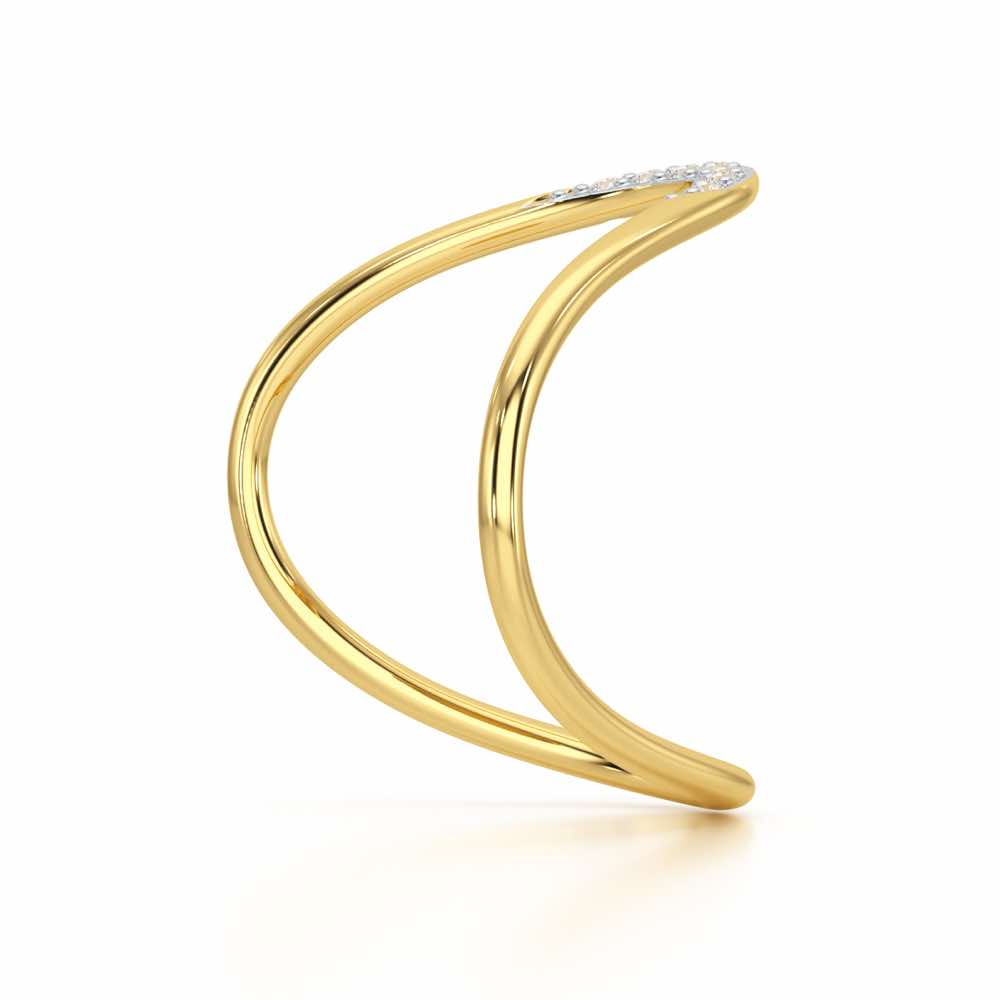 Magic Wave Silver Ring - Yellow Gold - Image 4