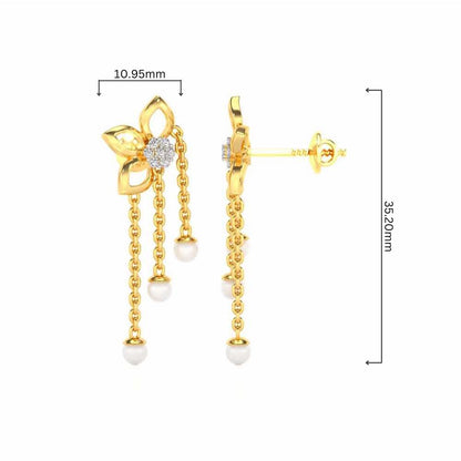 Semi-Bloom Silver Dangler Earrings - Yellow Gold - Image 4