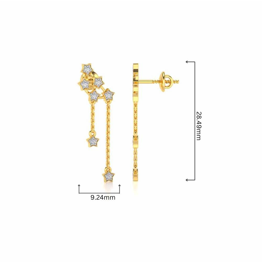 Starry Silver Danglers - Yellow Gold - Image 4