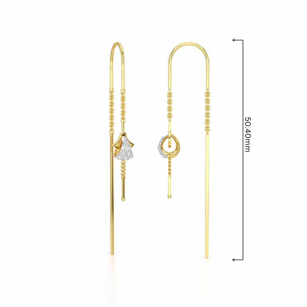 Dazzly Silver Dangler Earrings - Yellow Gold - Image 4