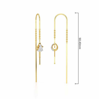 Dazzly Silver Dangler Earrings - Yellow Gold - Image 4