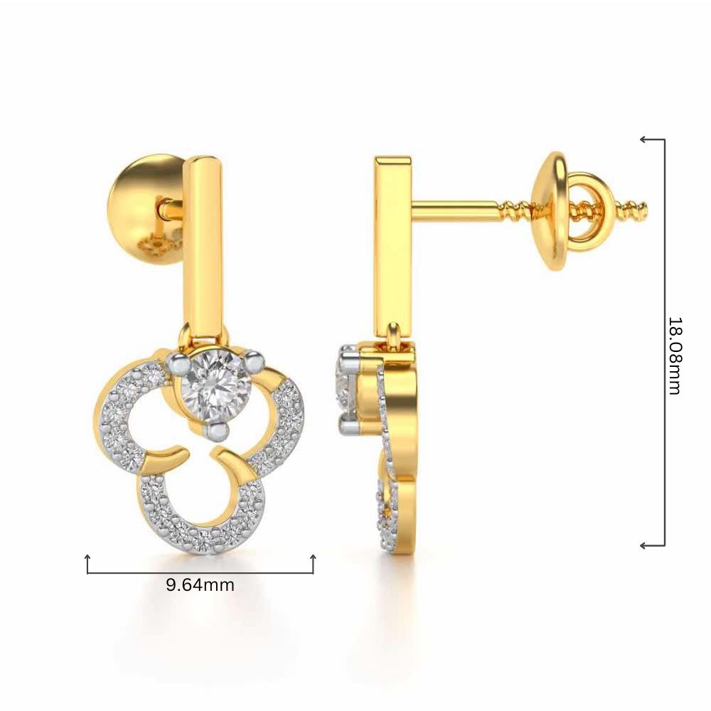 Inverted Flower Earring Drops - Yellow Gold - Image 4