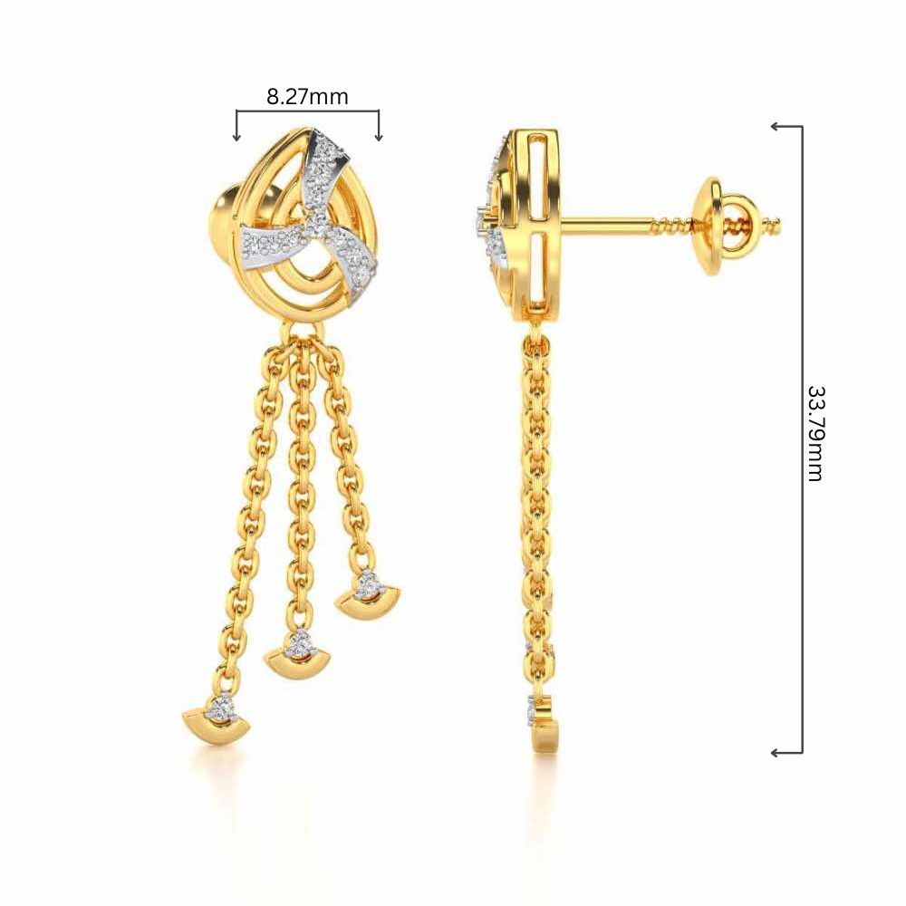 Jazz Silver Dangler Earrings - Yellow Gold - Image 4