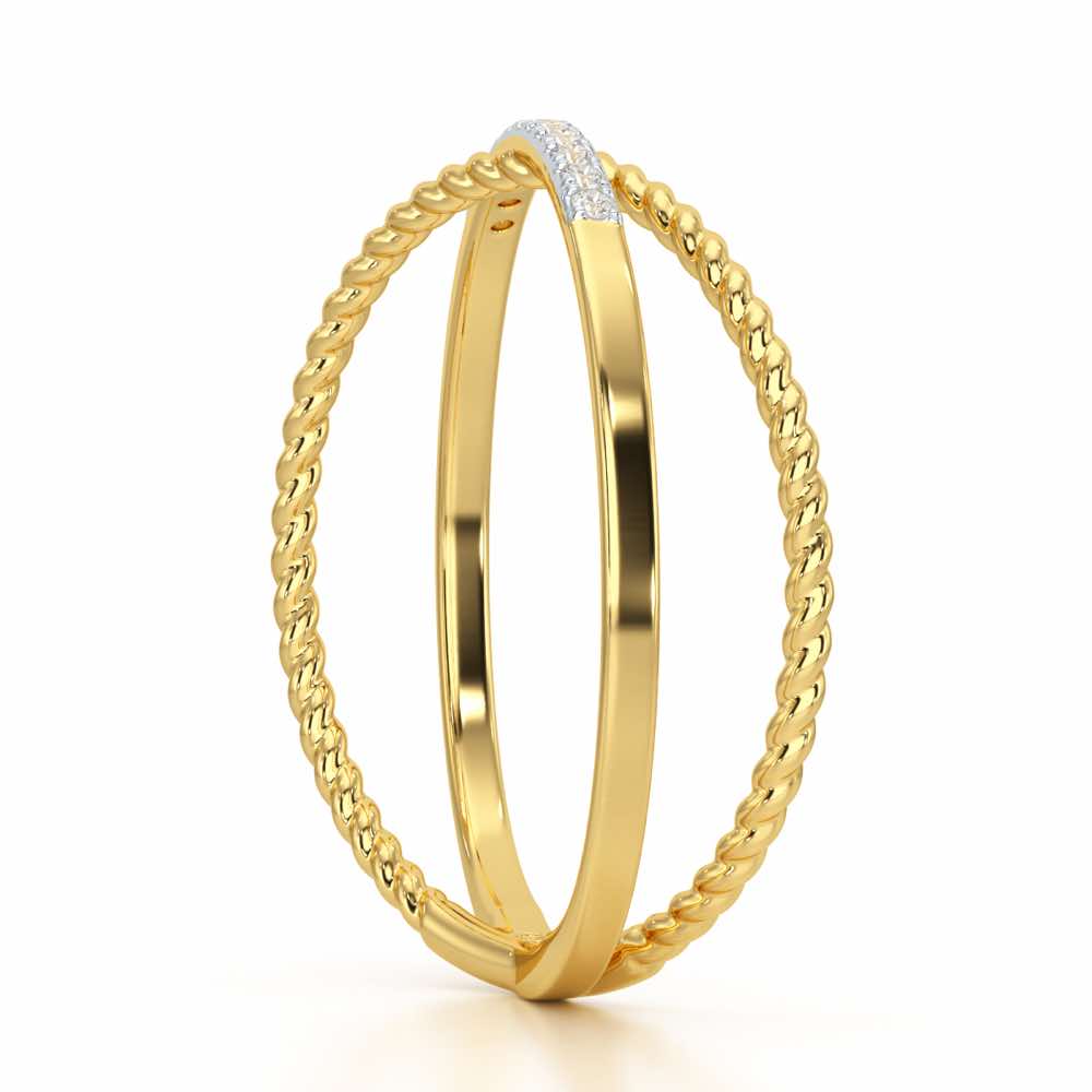 Cross Connection Silver Ring - Yellow Gold - Image 4