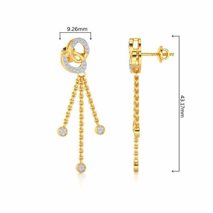 Eclipse Silver Dangler Earrings - Yellow Gold - Image 4