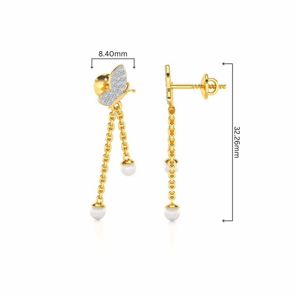 Fly Silver Dangler Earrings - Yellow Gold - Image 4