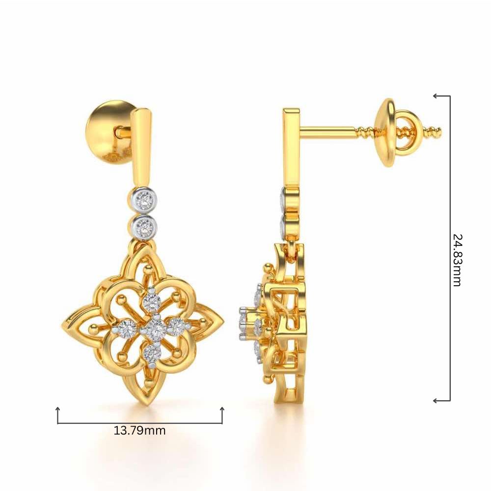 Geometrical Drops Earrings - Yellow Gold - Image 4