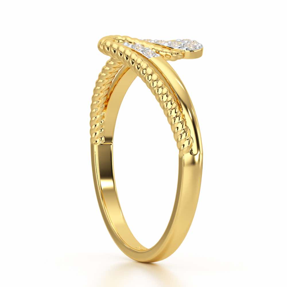 Down Wave Silver Ring - Yellow Gold - Image 4