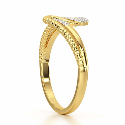 Down Wave Silver Ring - Yellow Gold - Image 4