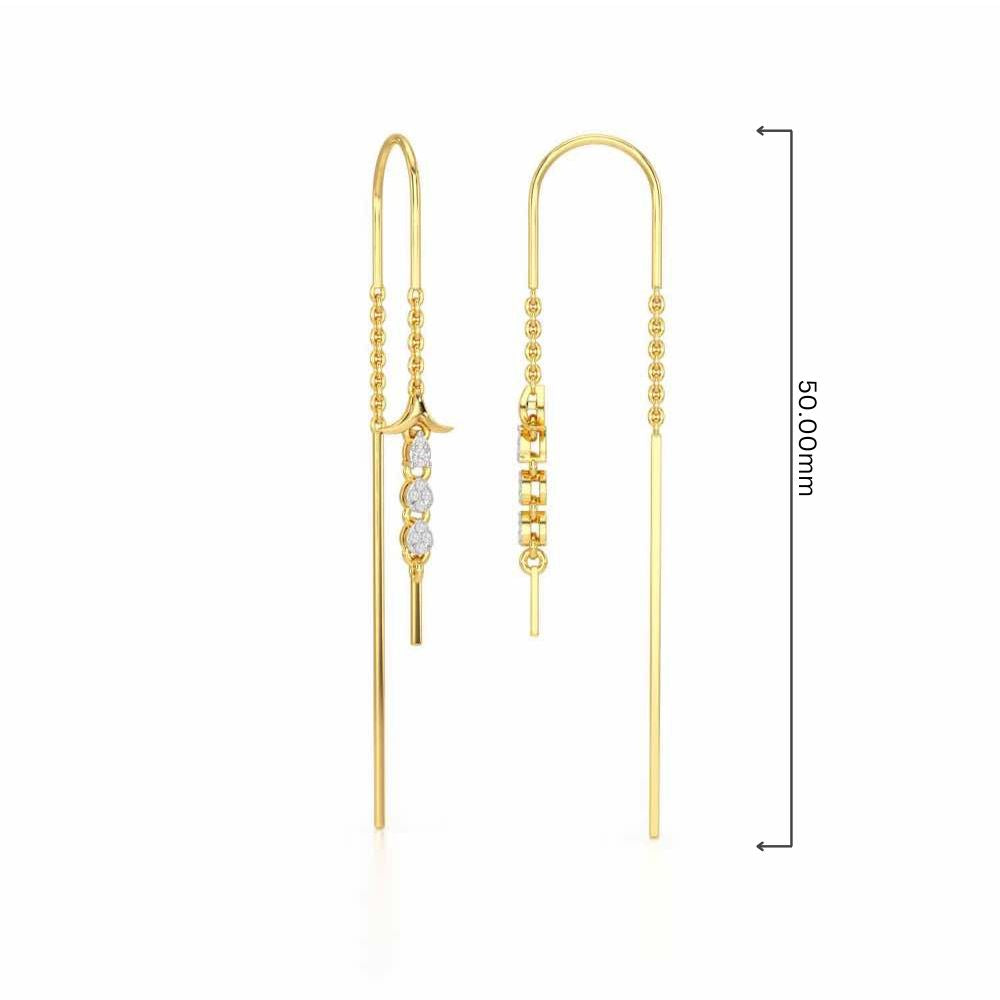 Trio-Drops Silver Dangler Earrings - Yellow Gold - Image 4
