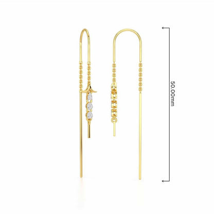 Trio-Drops Silver Dangler Earrings - Yellow Gold - Image 4