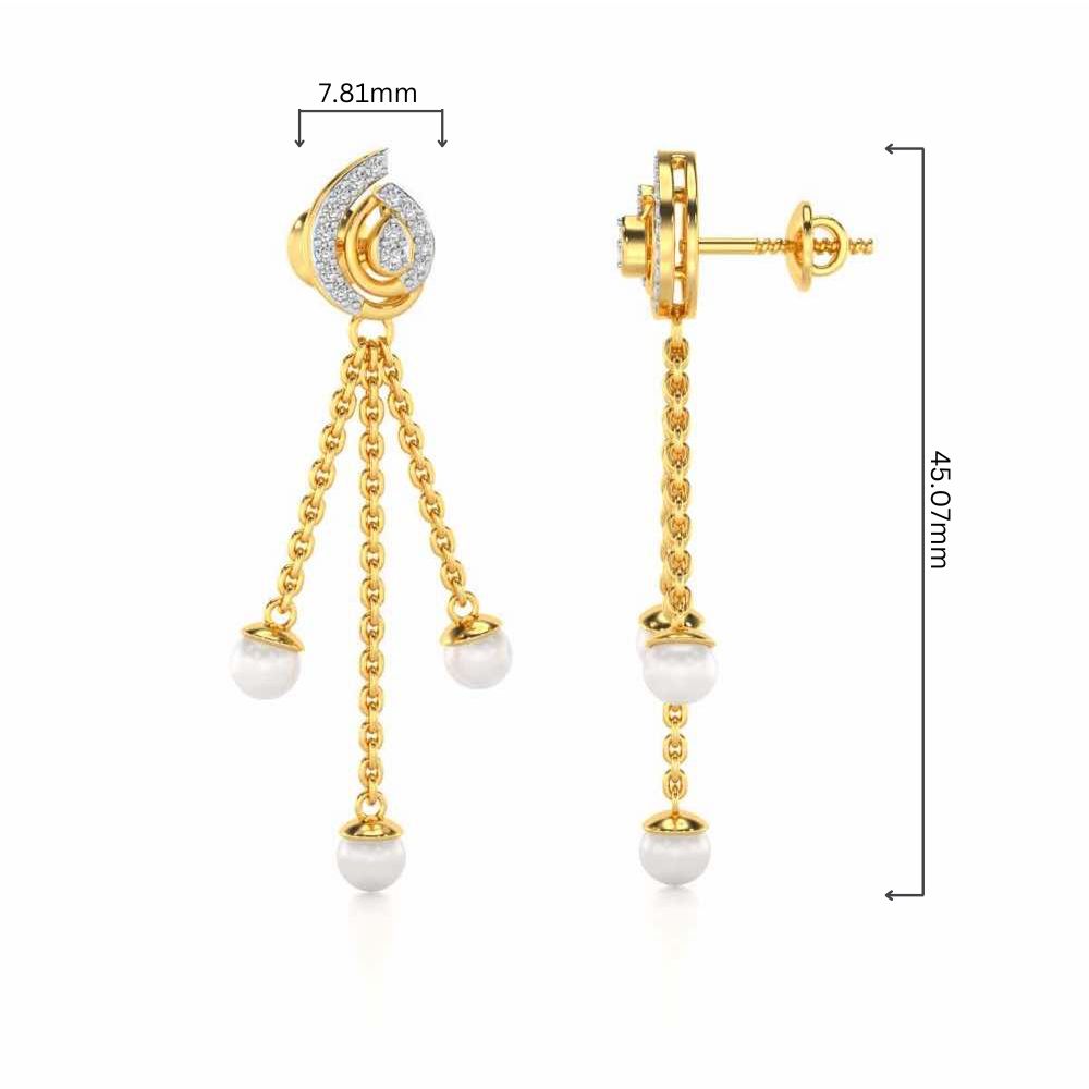 Royal Silver Dangler Earrings - Yellow Gold - Image 4
