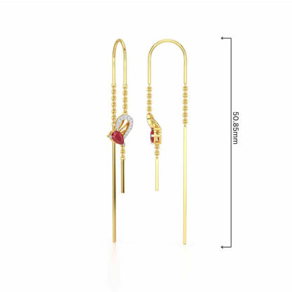 Wonder Lobe Silver Dangler Earrings - Yellow Gold - Image 4