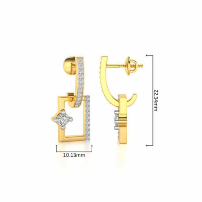 Divine Square Hanging Earrings - Yellow Gold - Image 4