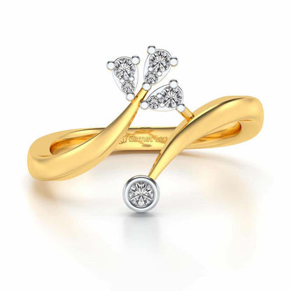 Trio Vignette Silver Ring - Yellow Gold - Image 5