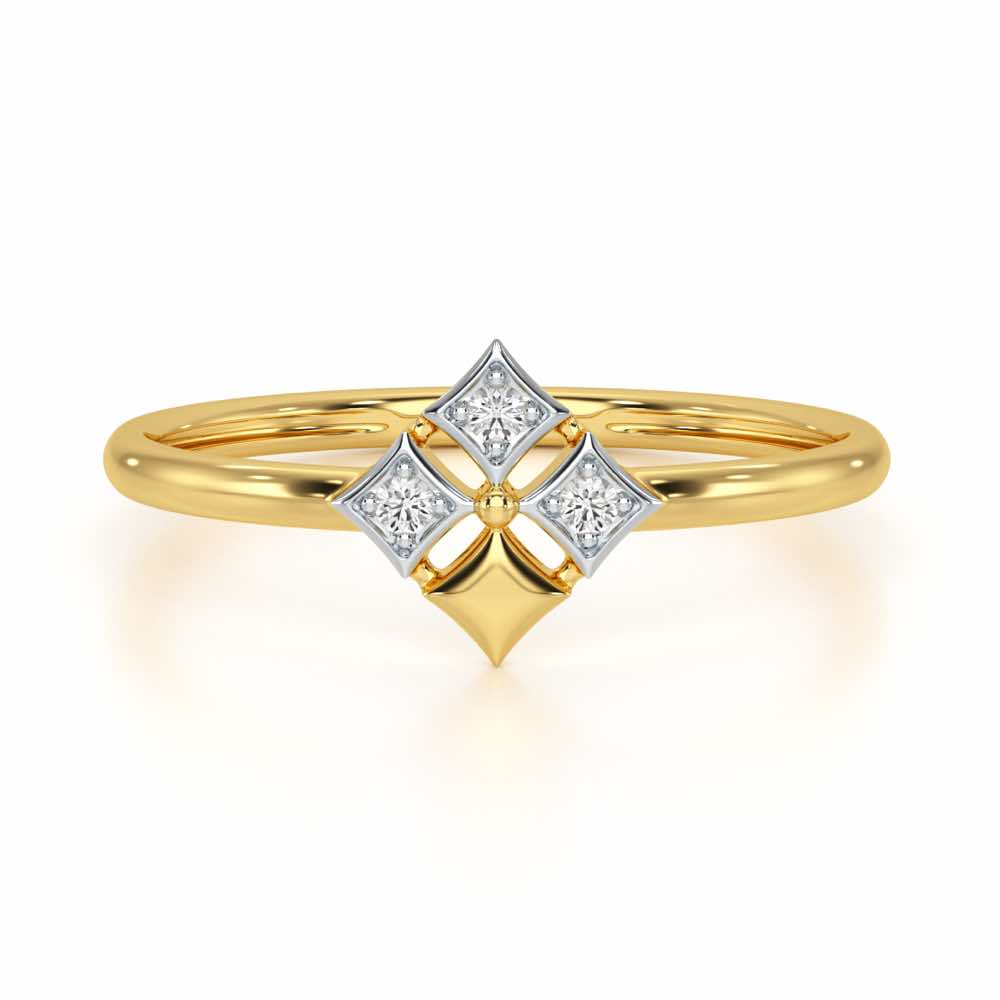 Four Pinch Silver Ring - Yellow Gold - Image 5