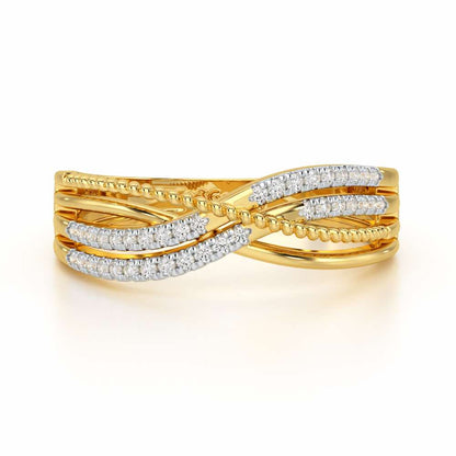 Crssing Wave Silver Ring - Yellow Gold - Image 5