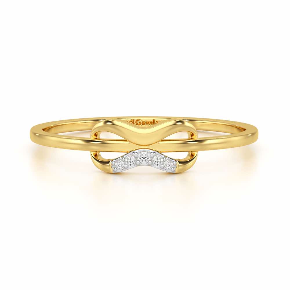 Quirky Wave Silver Ring - Yellow Gold - Image 5