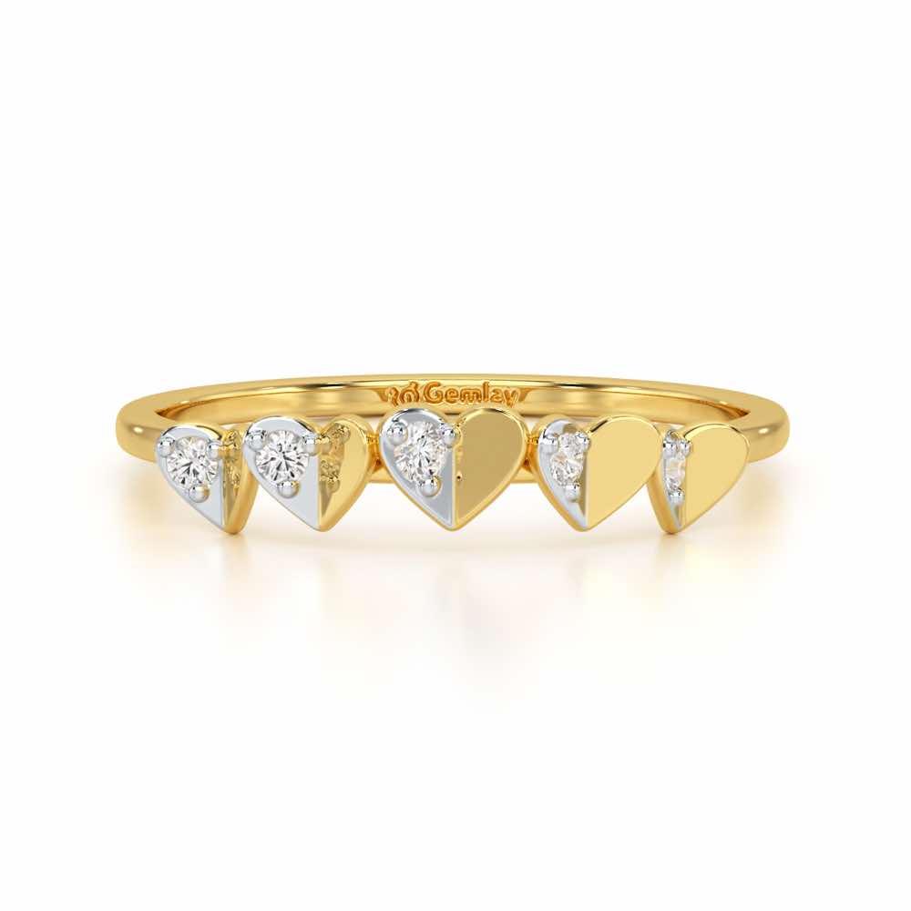 Heart Together Silver Ring - Yellow Gold - Image 5