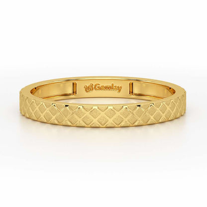 Etched Cross Silver Ring - Yellow Gold - Image 5